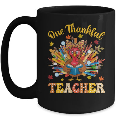 One Thankful Teacher Thanksgiving Cute Turkey Fall Season Mug | teecentury