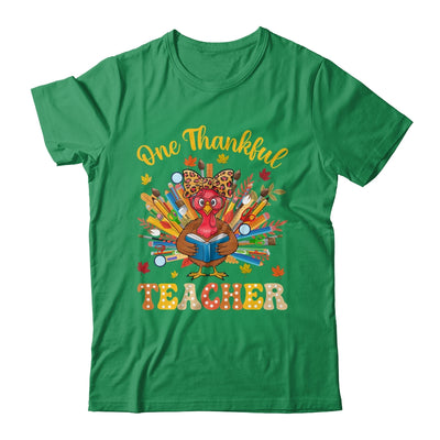 One Thankful Teacher Thanksgiving Cute Turkey Fall Season Shirt & Sweatshirt | teecentury