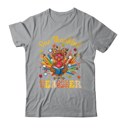 One Thankful Teacher Thanksgiving Cute Turkey Fall Season Shirt & Sweatshirt | teecentury