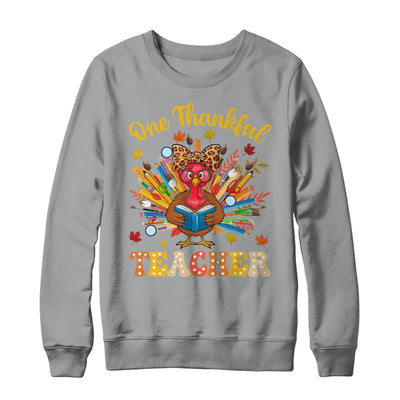 One Thankful Teacher Thanksgiving Cute Turkey Fall Season Shirt & Sweatshirt | teecentury