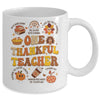 One Thankful Teacher Thanksgiving Retro Groovy Fall Teachers Mug | teecentury