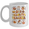One Thankful Teacher Thanksgiving Retro Groovy Fall Teachers Mug | teecentury
