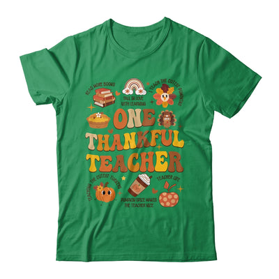 One Thankful Teacher Thanksgiving Retro Groovy Fall Teachers Shirt & Sweatshirt | teecentury