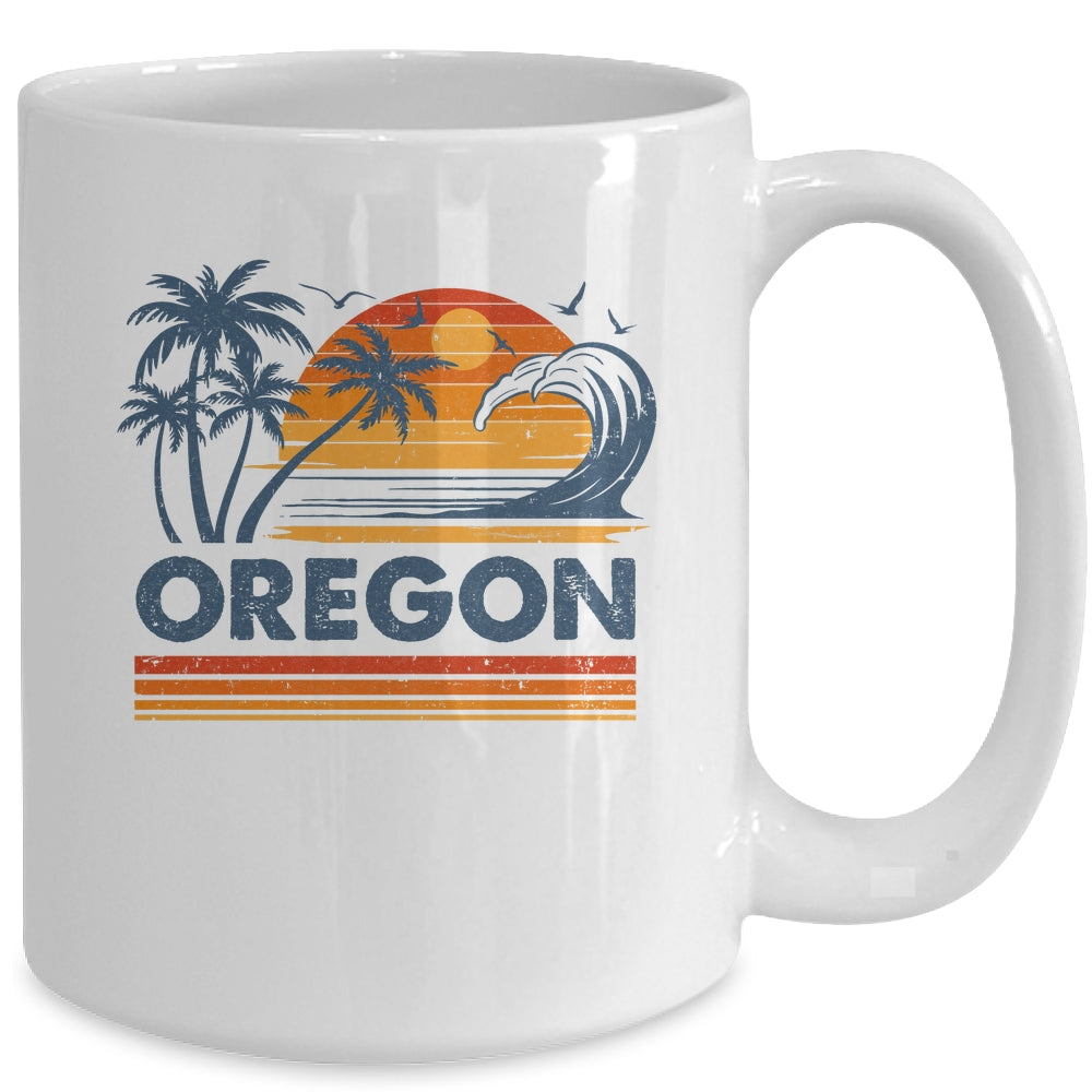 Oregon Vacation Sunset Cute 70s Vintage Retro Beach Mug | teecentury