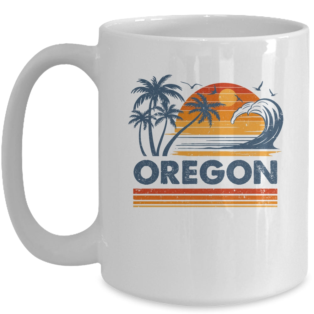 Oregon Vacation Sunset Cute 70s Vintage Retro Beach Mug | teecentury