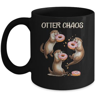 Otter Chaos Funny Sea Otters Doughnut Pun Animal Lover Mug | teecentury