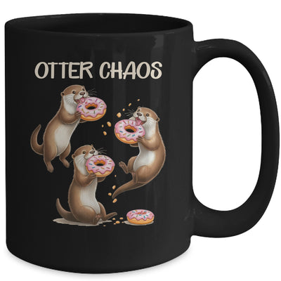 Otter Chaos Funny Sea Otters Doughnut Pun Animal Lover Mug | teecentury