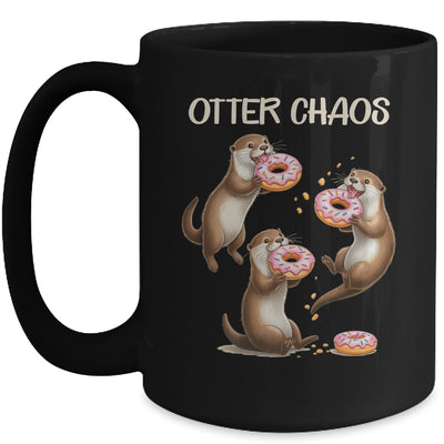 Otter Chaos Funny Sea Otters Doughnut Pun Animal Lover Mug | teecentury