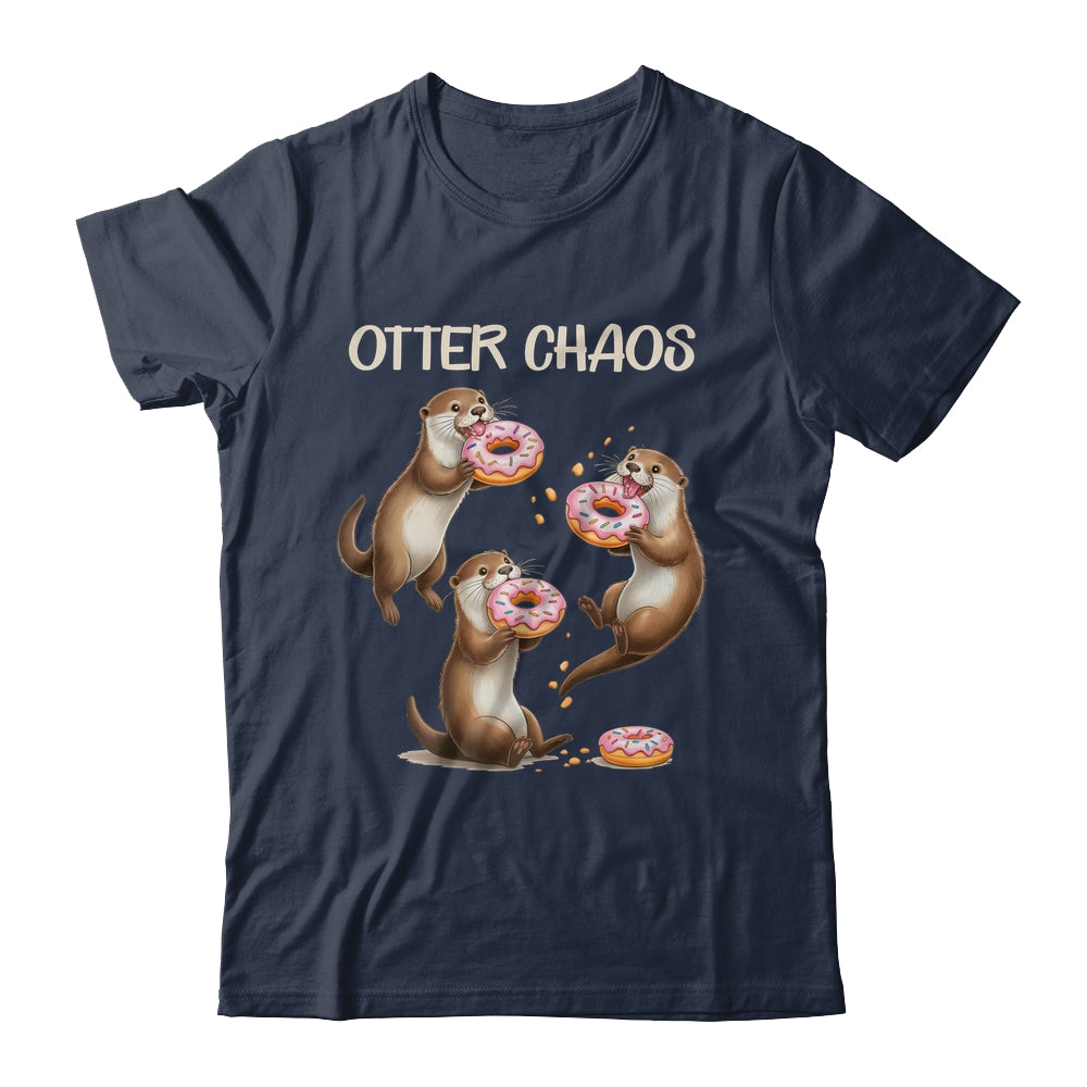 Otter Chaos Funny Sea Otters Doughnut Pun Animal Lover Shirt & Tank Top | teecentury