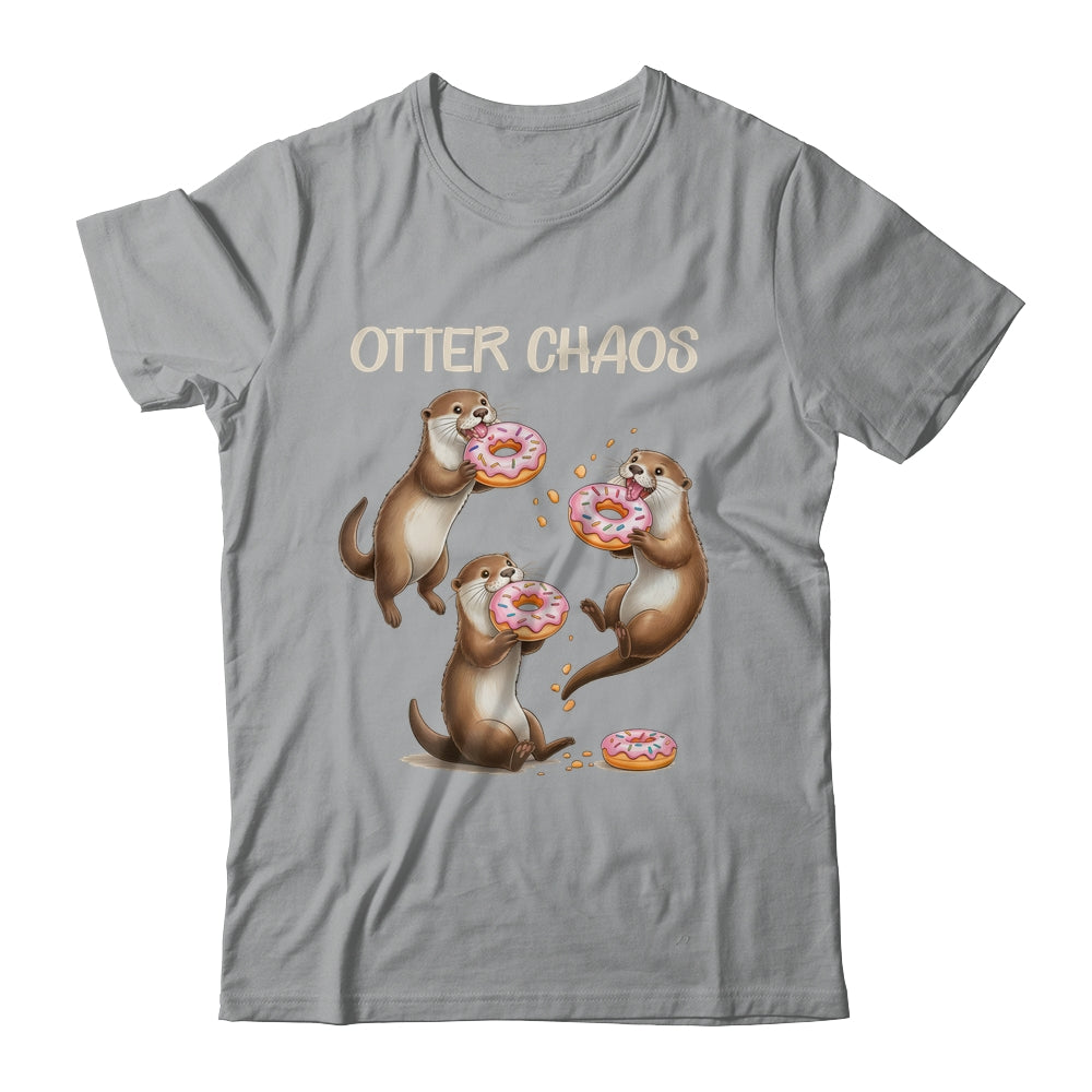 Otter Chaos Funny Sea Otters Doughnut Pun Animal Lover Shirt & Tank Top | teecentury