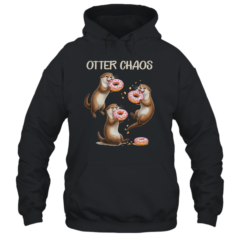 Otter Chaos Funny Sea Otters Doughnut Pun Animal Lover Shirt & Tank Top | teecentury