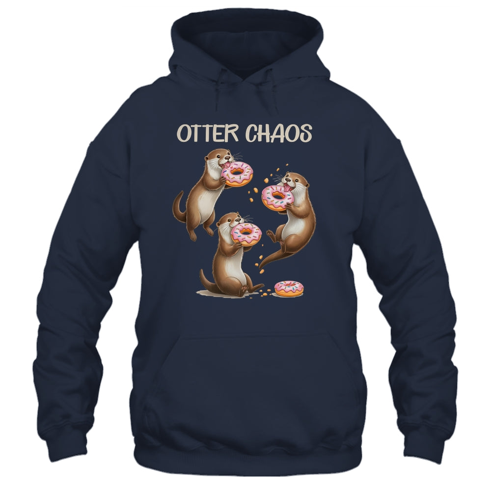 Otter Chaos Funny Sea Otters Doughnut Pun Animal Lover Shirt & Tank Top | teecentury