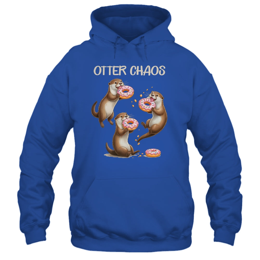 Otter Chaos Funny Sea Otters Doughnut Pun Animal Lover Shirt & Tank Top | teecentury