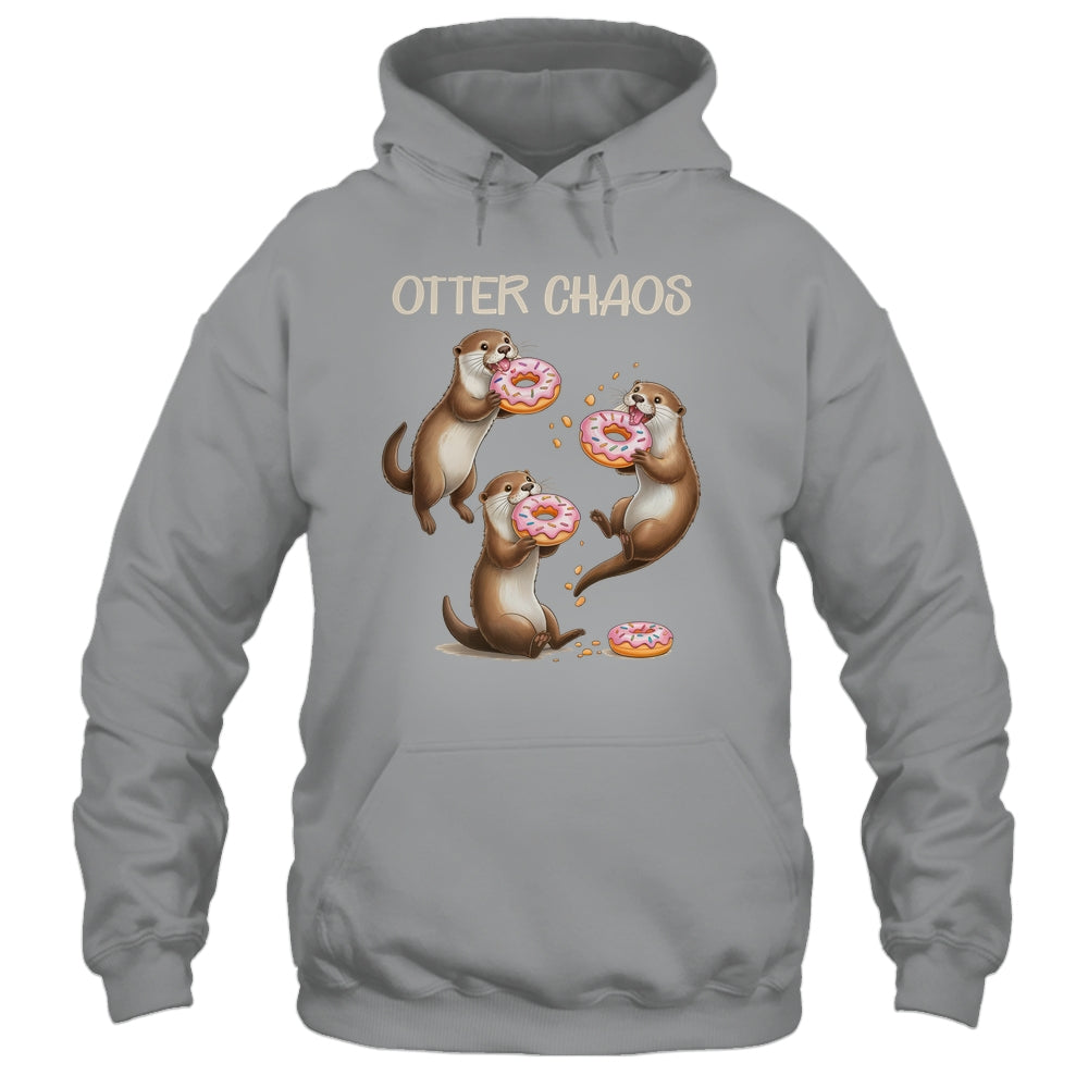 Otter Chaos Funny Sea Otters Doughnut Pun Animal Lover Shirt & Tank Top | teecentury