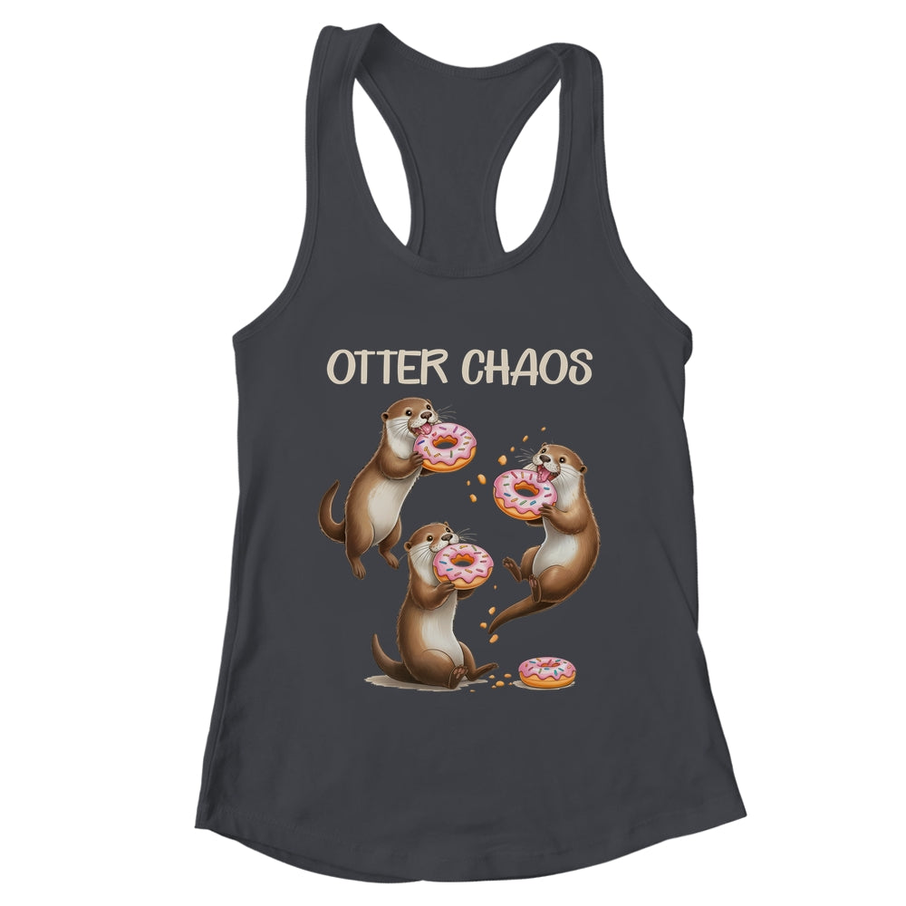 Otter Chaos Funny Sea Otters Doughnut Pun Animal Lover Shirt & Tank Top | teecentury