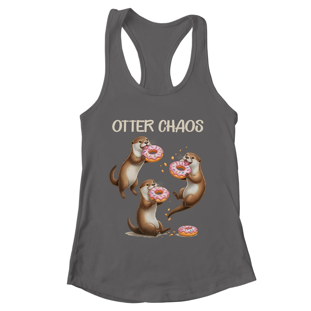 Otter Chaos Funny Sea Otters Doughnut Pun Animal Lover Shirt & Tank Top | teecentury