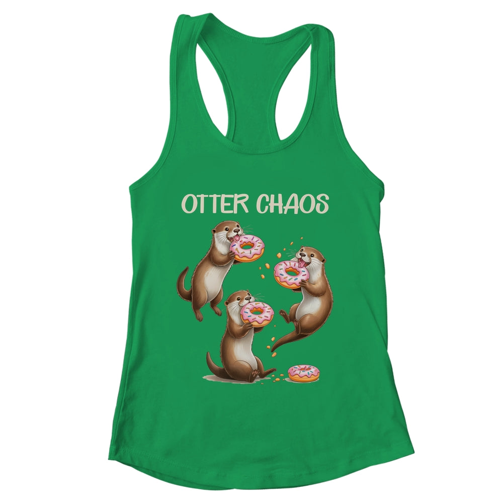 Otter Chaos Funny Sea Otters Doughnut Pun Animal Lover Shirt & Tank Top | teecentury