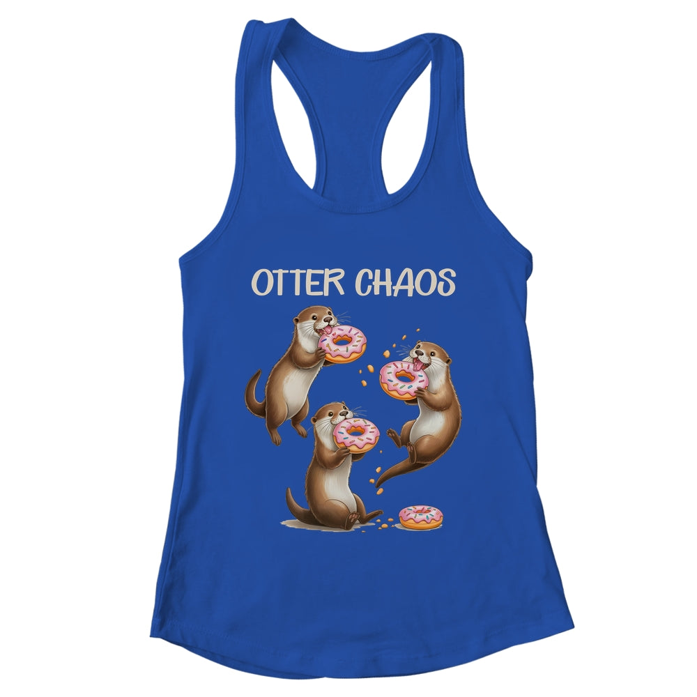 Otter Chaos Funny Sea Otters Doughnut Pun Animal Lover Shirt & Tank Top | teecentury