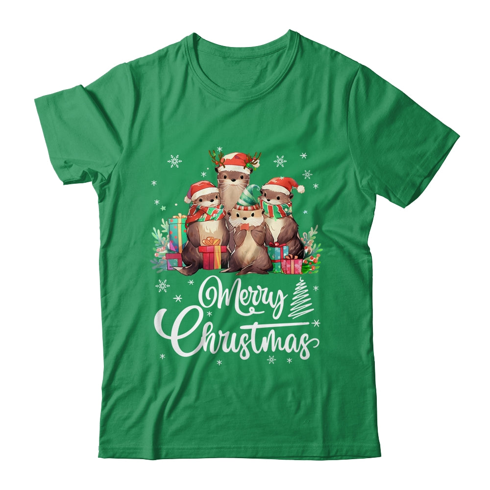 Otter Christmas Funny Xmas Lights Animals Lover Shirt & Sweatshirt | teecentury