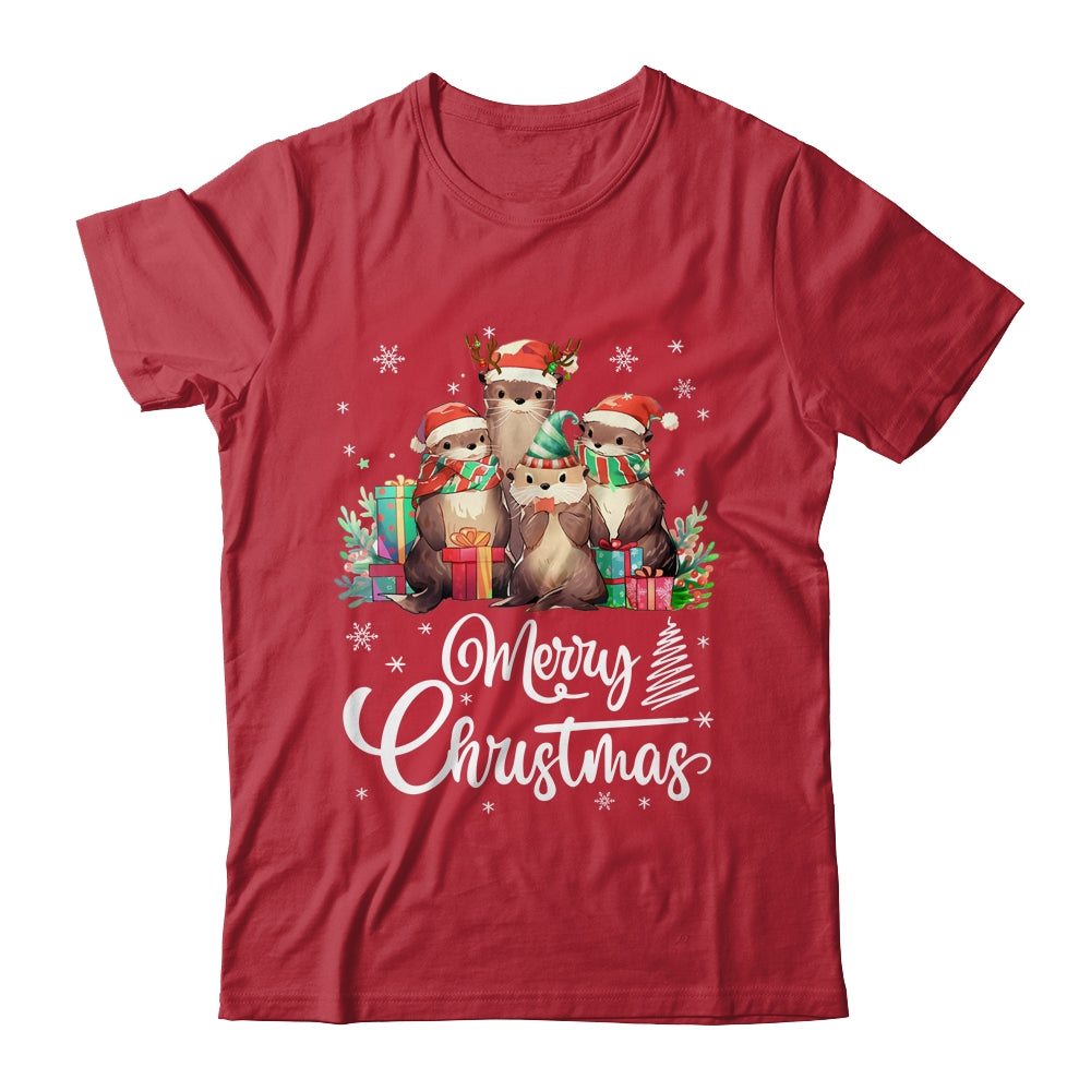 Otter Christmas Funny Xmas Lights Animals Lover Shirt & Sweatshirt | teecentury