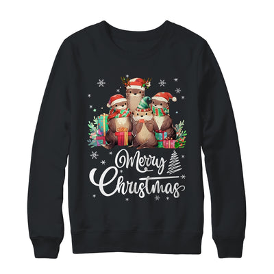 Otter Christmas Funny Xmas Lights Animals Lover Shirt & Sweatshirt | teecentury