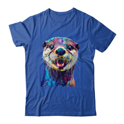 Otter Face Colorful River Sea Animal Art Lover Cute Black Shirt & Tank Top | teecentury