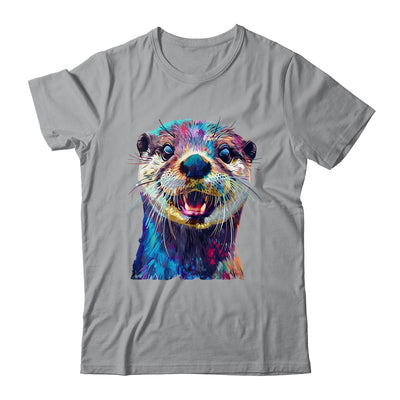 Otter Face Colorful River Sea Animal Art Lover Cute Black Shirt & Tank Top | teecentury