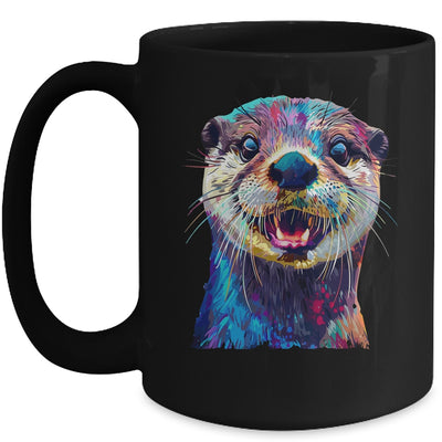 Otter Face Colorful River Sea Animal Art Lover Cute Black Mug | teecentury