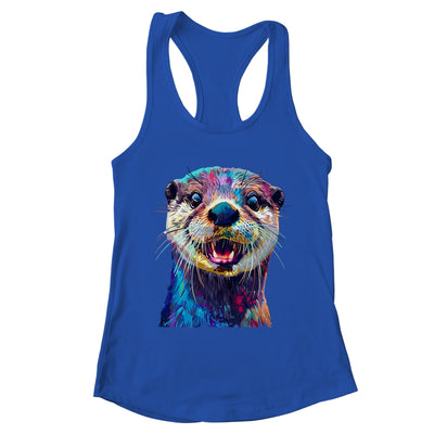 Otter Face Colorful River Sea Animal Art Lover Cute Black Shirt & Tank Top | teecentury