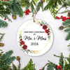 Our First Christmas As Mr And Mrs 2022 Flower For Wedding Newlywed Couple (12) 2022 Christmas Tree Ornament Ornament | Teecentury.com