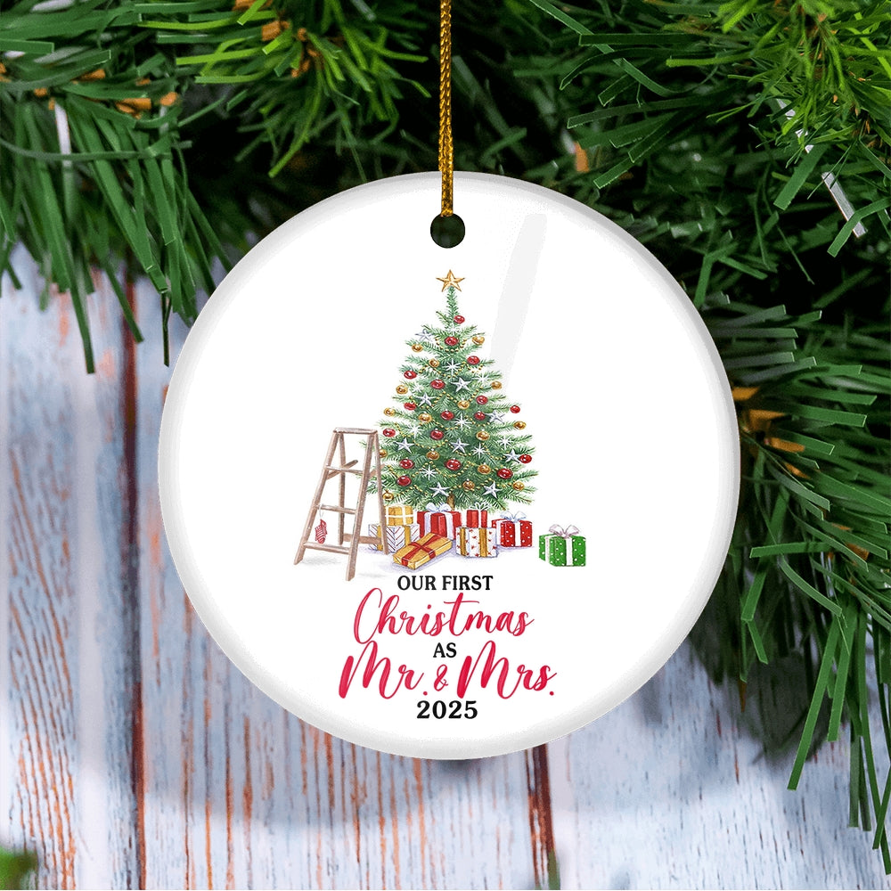 Our First Christmas As Mr And Mrs 2025 Christmas Tree For Wedding Newlywed Couple 2025 Christmas Tree Ornament | teecentury