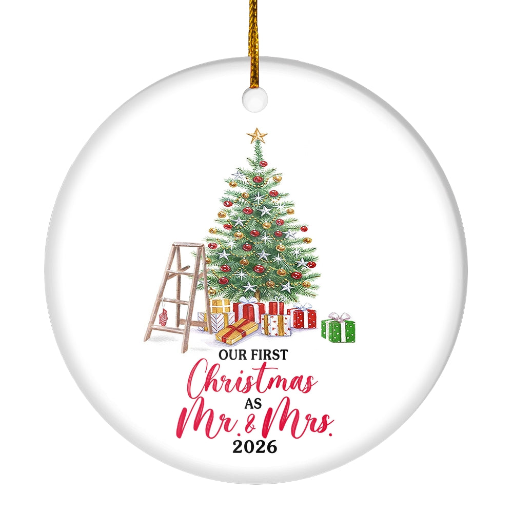 Our First Christmas As Mr And Mrs 2025 Tree For Wedding Newlywed Couple 2025 Christmas Tree Ornament | teecentury