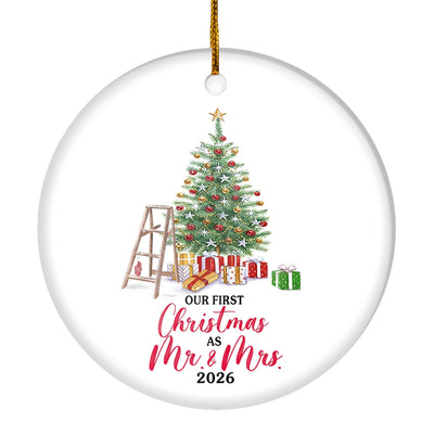 Our First Christmas As Mr And Mrs 2025 Tree For Wedding Newlywed Couple 2025 Christmas Tree Ornament | teecentury