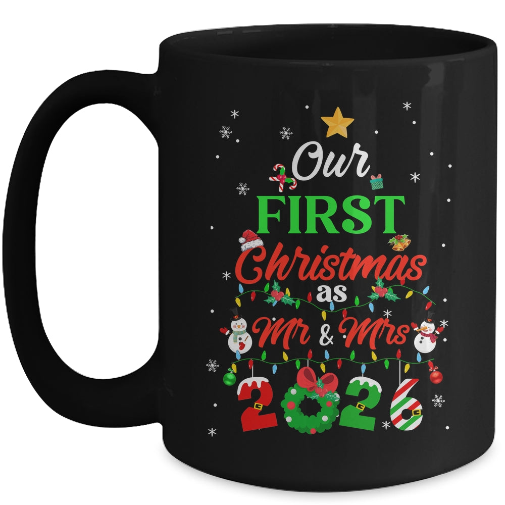 Our First Christmas As Mr And Mrs 2026 Couple Wife Husband Mug | teecentury