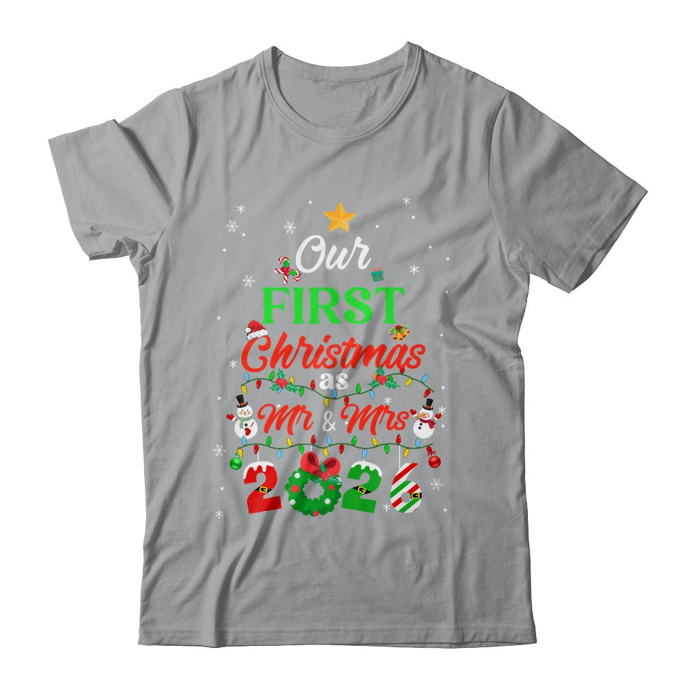 Our First Christmas As Mr And Mrs 2026 Couple Wife Husband Shirt & Sweatshirt | teecentury