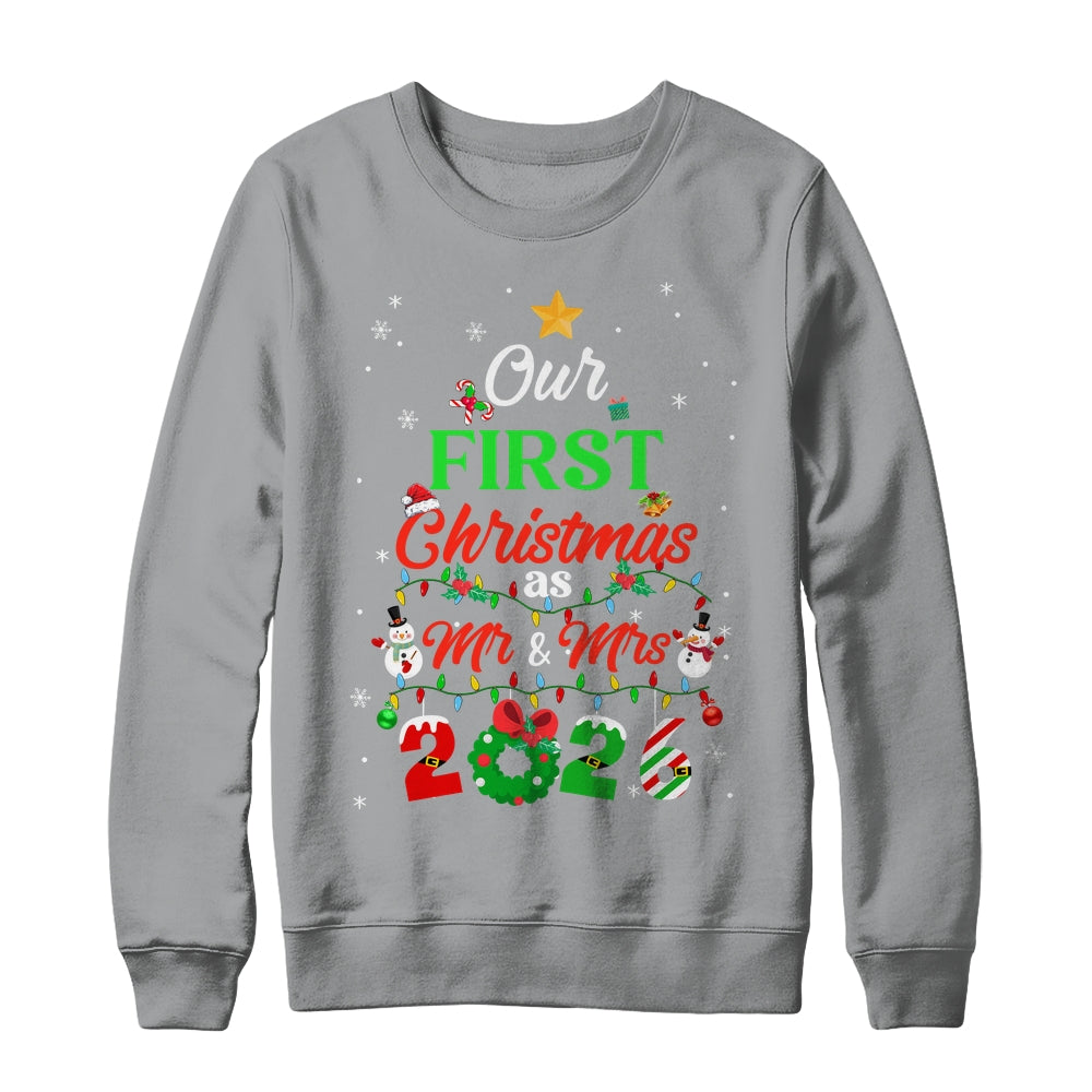 Our First Christmas As Mr And Mrs 2026 Couple Wife Husband Shirt & Sweatshirt | teecentury