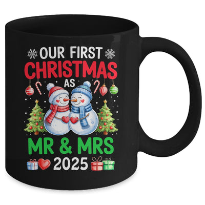 Our First Christmas As Mr & Mrs 2025 Snowman Couple Matching Mug | teecentury
