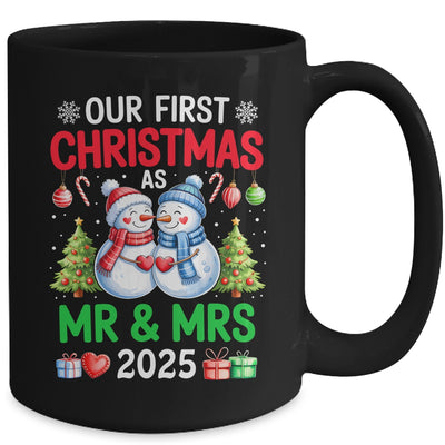 Our First Christmas As Mr & Mrs 2025 Snowman Couple Matching Mug | teecentury