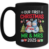Our First Christmas As Mr & Mrs 2025 Snowman Couple Matching Mug | teecentury