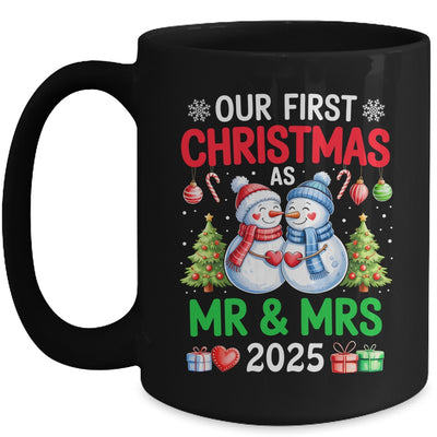 Our First Christmas As Mr & Mrs 2025 Snowman Couple Matching Mug | teecentury