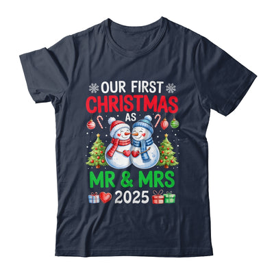 Our First Christmas As Mr & Mrs 2025 Snowman Couple Matching Shirt & Sweatshirt | teecentury
