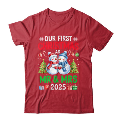 Our First Christmas As Mr & Mrs 2025 Snowman Couple Matching Shirt & Sweatshirt | teecentury