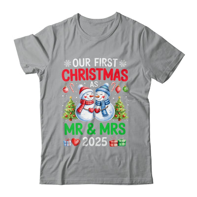 Our First Christmas As Mr & Mrs 2025 Snowman Couple Matching Shirt & Sweatshirt | teecentury
