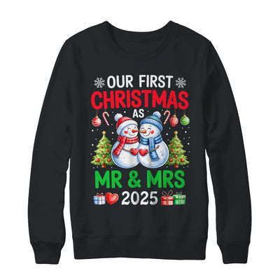 Our First Christmas As Mr & Mrs 2025 Snowman Couple Matching Shirt & Sweatshirt | teecentury