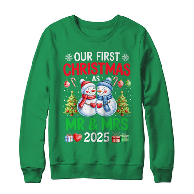 Our First Christmas As Mr & Mrs 2025 Snowman Couple Matching Shirt & Sweatshirt | teecentury