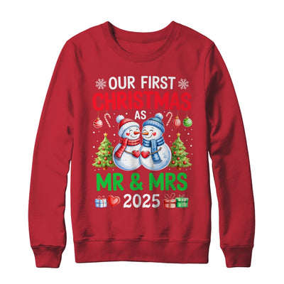 Our First Christmas As Mr & Mrs 2025 Snowman Couple Matching Shirt & Sweatshirt | teecentury