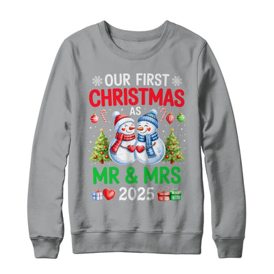 Our First Christmas As Mr & Mrs 2025 Snowman Couple Matching Shirt & Sweatshirt | teecentury
