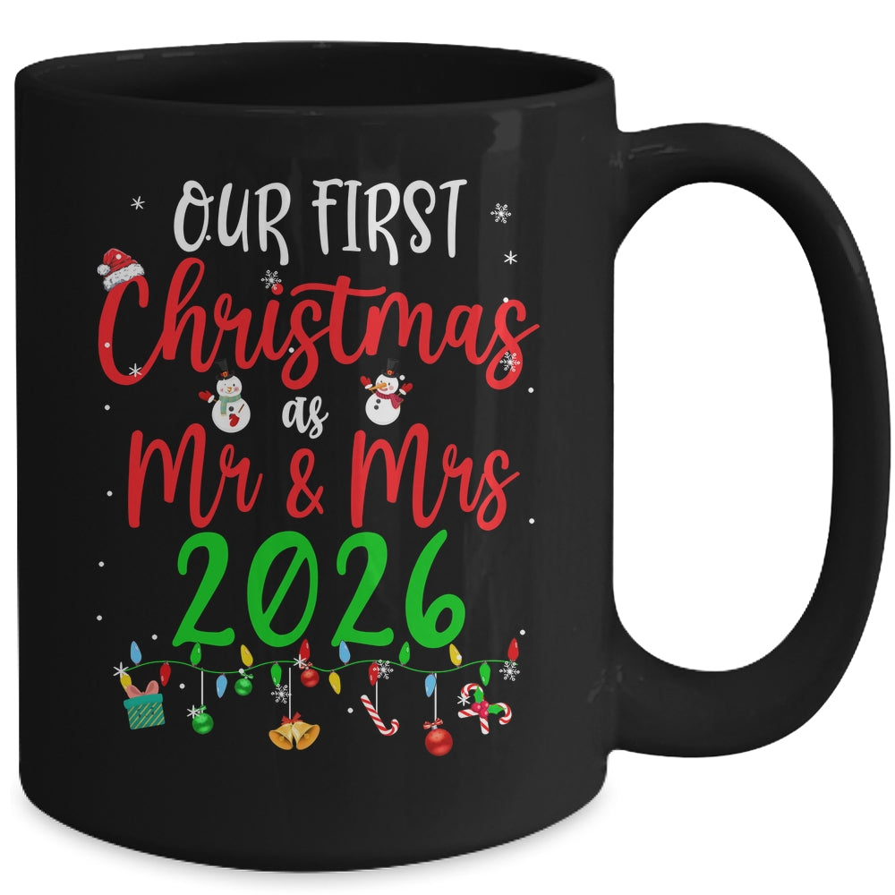 Our First Christmas As Mr Mrs 2026 Funny Christmas Couples Mug | teecentury
