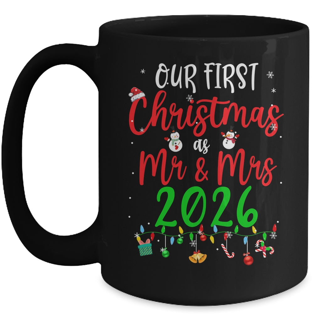 Our First Christmas As Mr Mrs 2026 Funny Christmas Couples Mug | teecentury