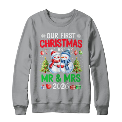 Our First Christmas As Mr & Mrs 2026 Snowman Couple Matching Shirt & Sweatshirt | teecentury